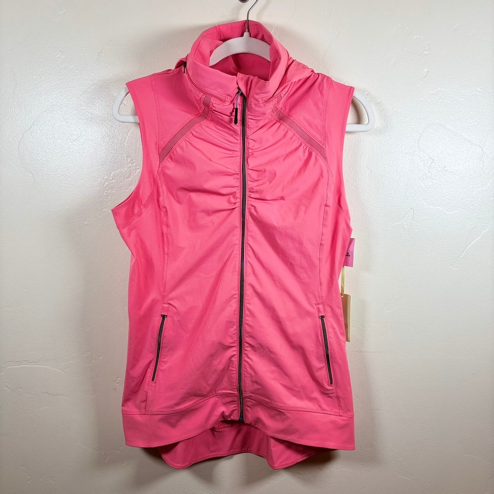 Tangerine Women's Vest‎ Small Light Coral Hidden Hood Full Zip Activewear NWT